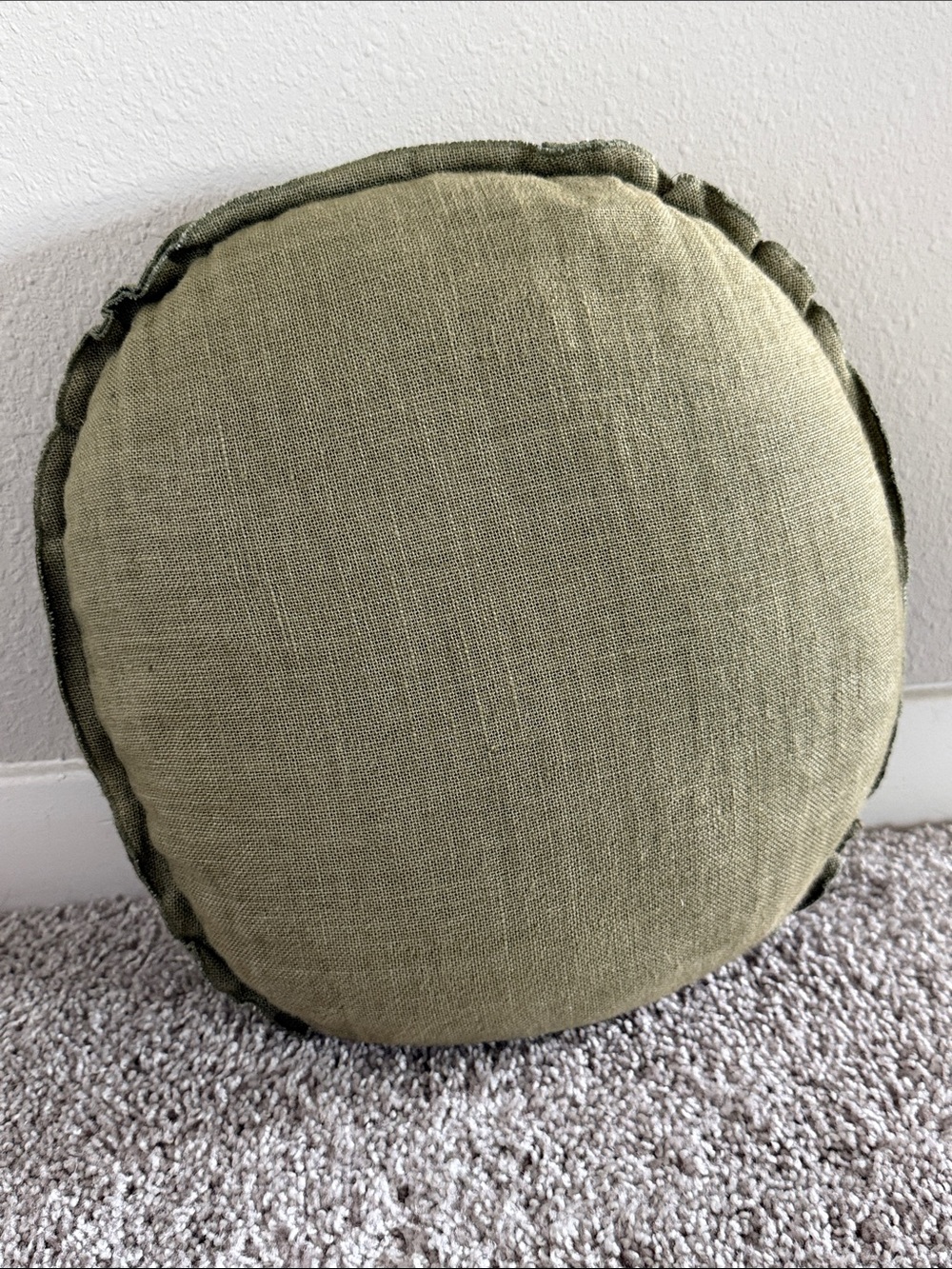 Lulu and Georgia Arlo Olive Round Accent Pillow 14” Dia